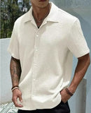 Men Regular Fit Solid Club Collar Casual Shirt