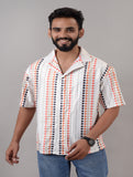 Men Orange Cotton Blend Printed Spread Collar Half Sleeves Oversized Casual Shirt (SIZE- M,L,XL)